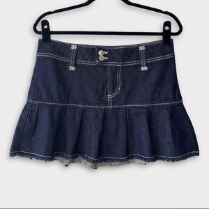 Y2K BDG Urban Outfitters low rise dark wash pleated denim mini skirt size small